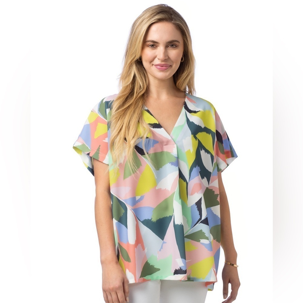 Crosby Pink and Yellow Flutter Sleeve Blouse